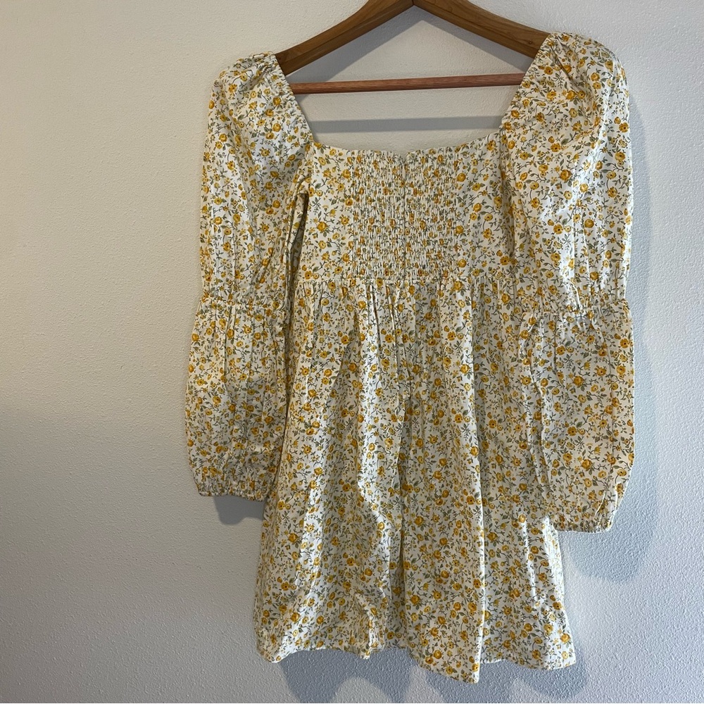 Reformation Michaela Ditsy Floral Babydoll Dress size 6 Coquette Puff Sleeves - Picture 3 of 10